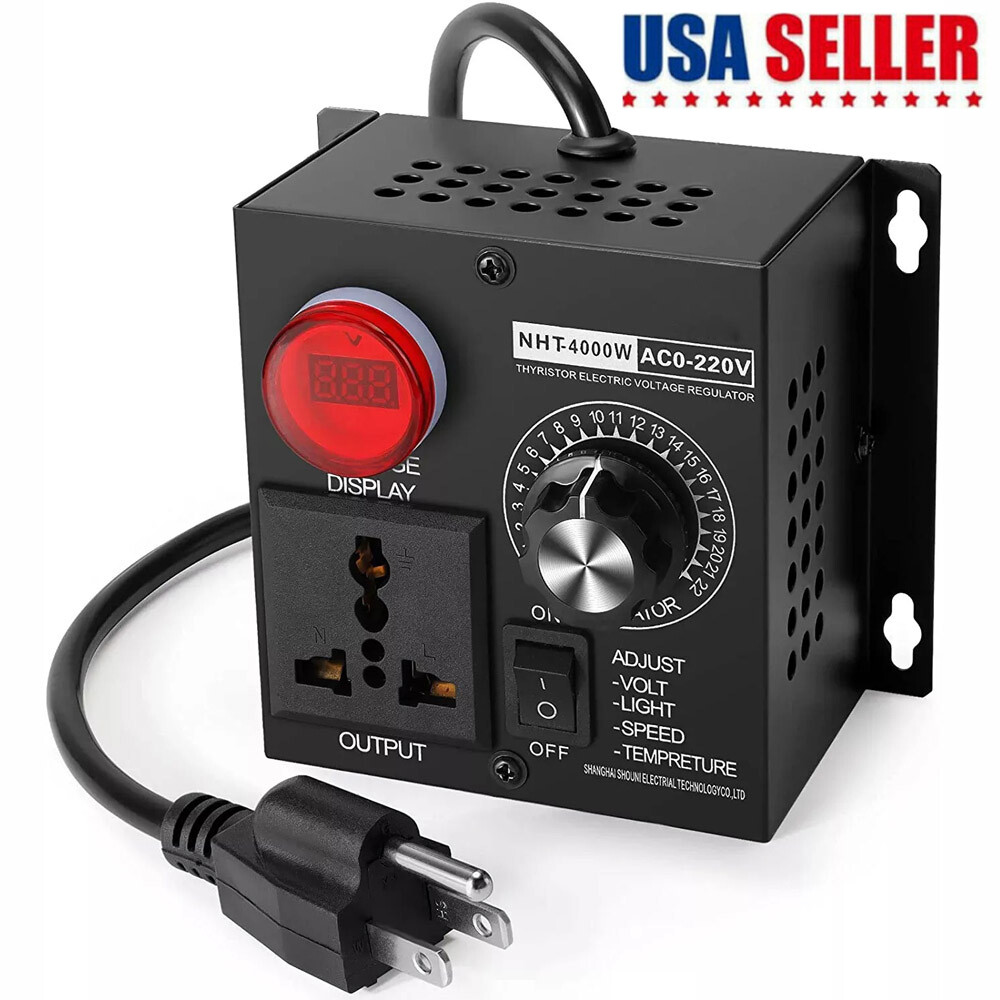 AC 120V~220V 4000W SCR Motor Speed Controller Volt Regulator Thermostat Dimmer