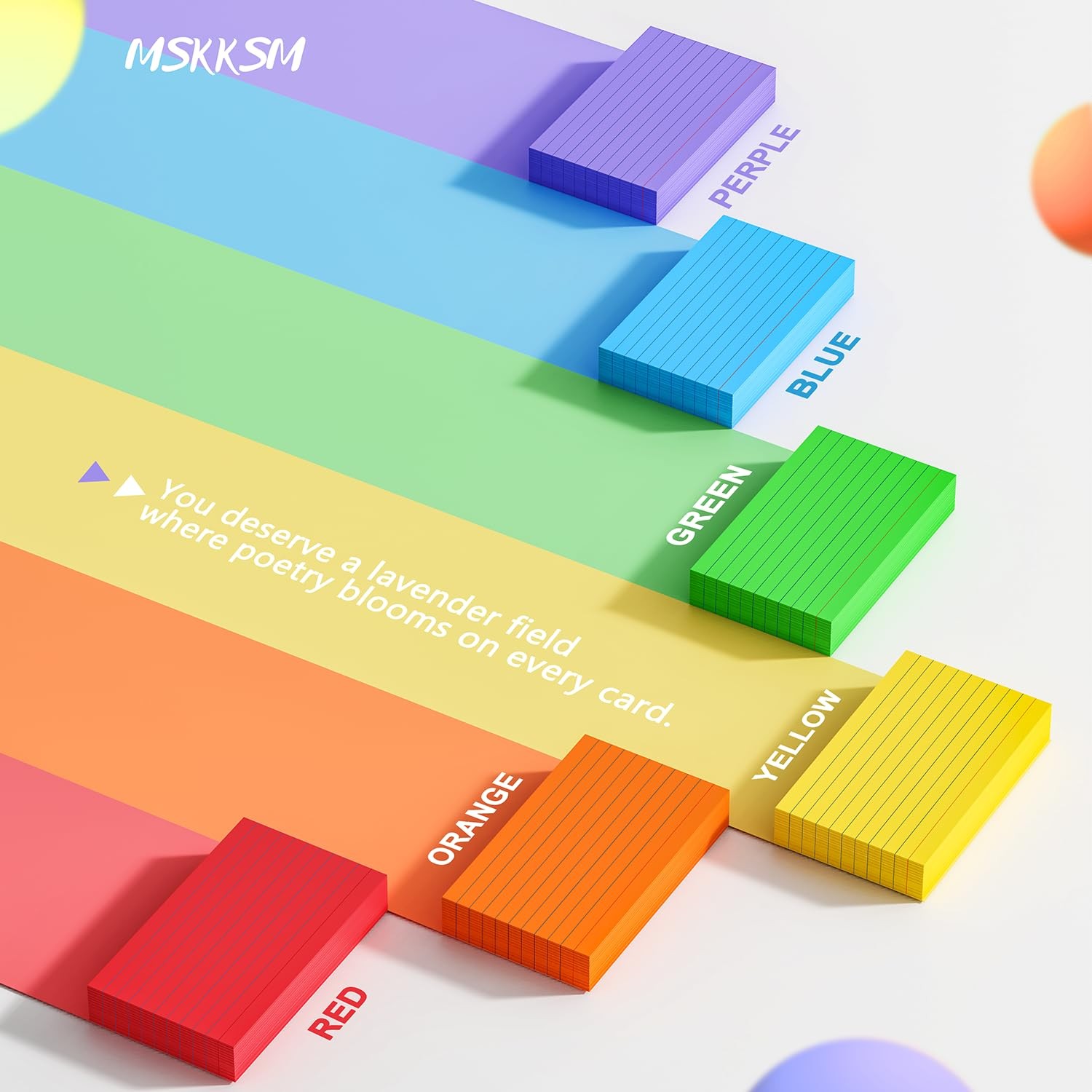 Colored Index Cards 3×5 Inch – 3 x 5 Inch- 300 Count, Neon 6 Colors- Ruled