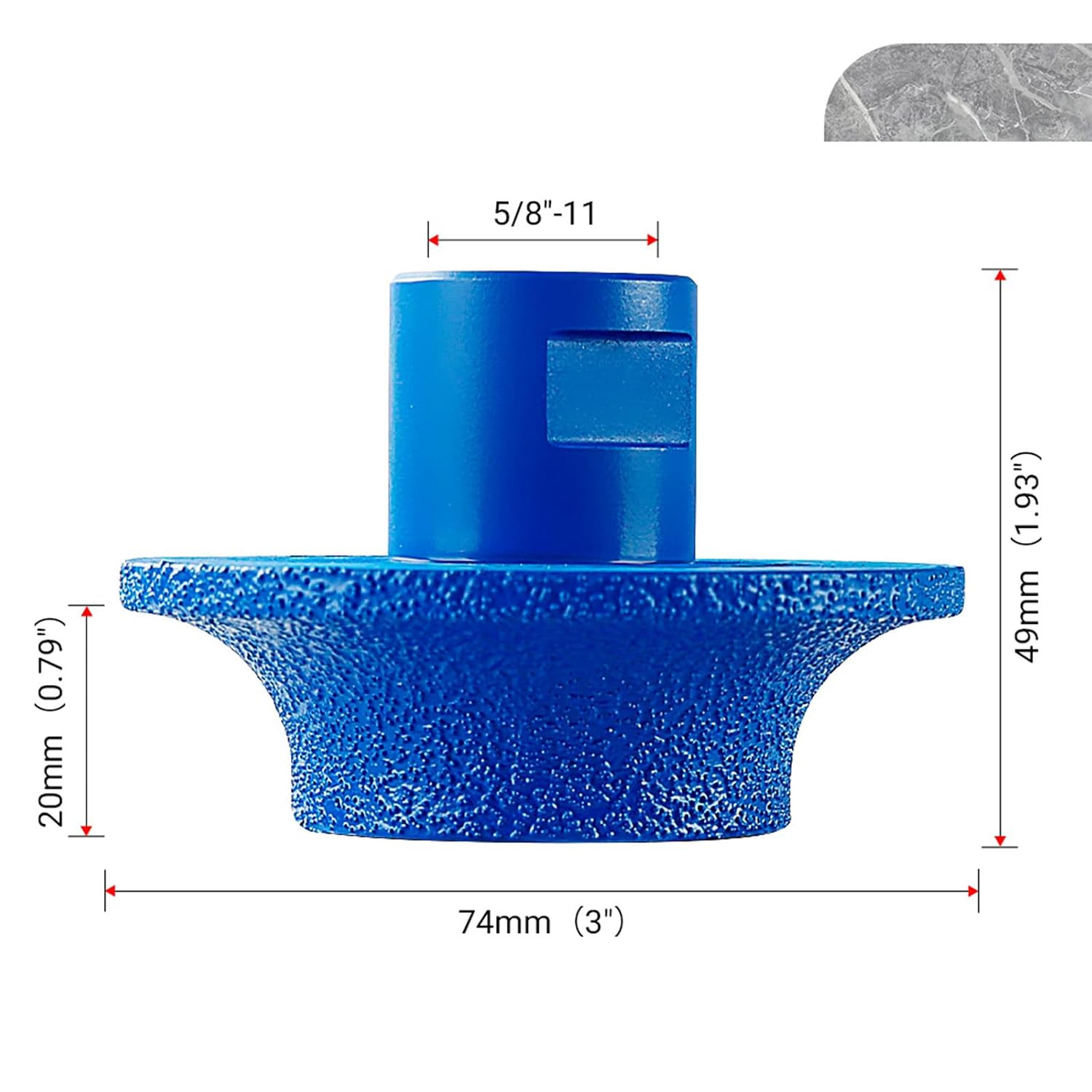 3 Inch Diamond Profile Wheel, 5/8″-11 Vacuum Brazed Stone Edge Grinding