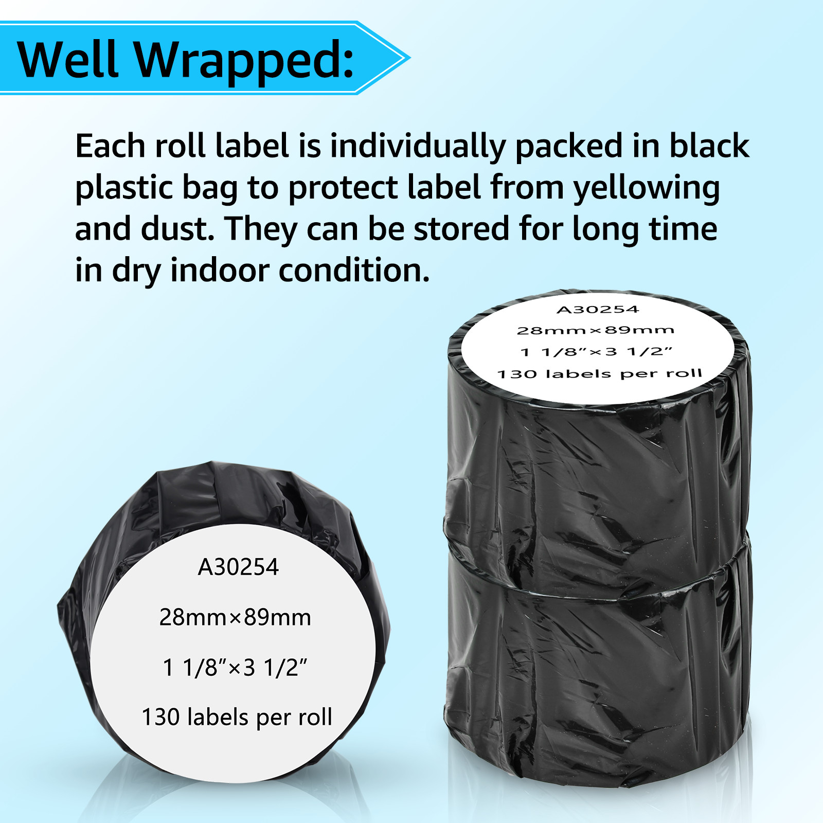 130/Roll Clear Address Labels 1-1/8″x3-1/2″ for Dymo 30254 LabelWriter 450 Duo