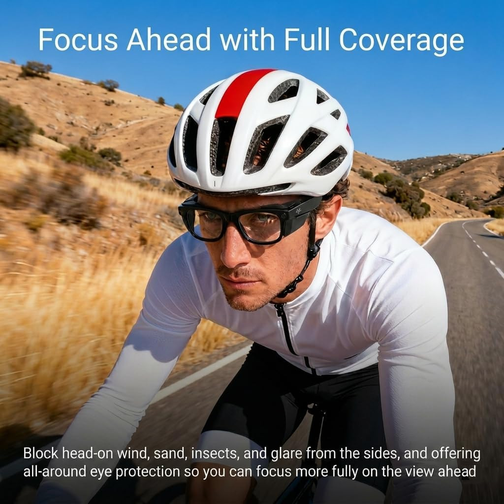 Hibloks Full Coverage Safety Glasses Black Side Shields for Ray-Ban Meta Gen 1 &