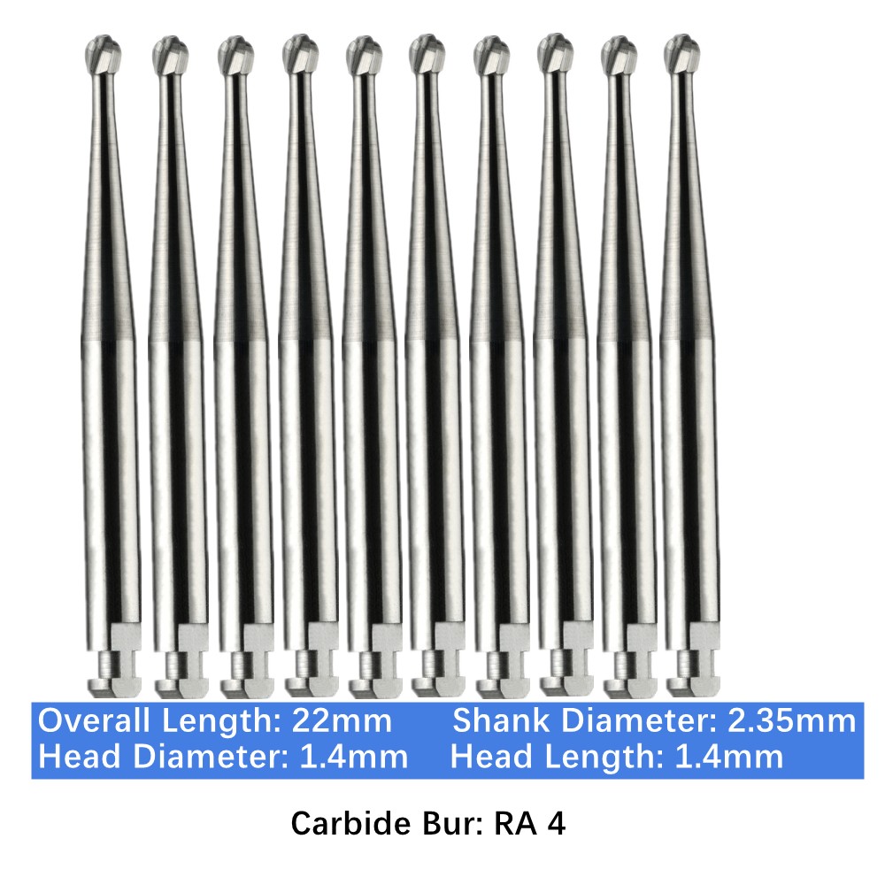 10-100pc Vakker Dental Round Latch Carbide Burs RA 4 Midwest LA for Slow Speed