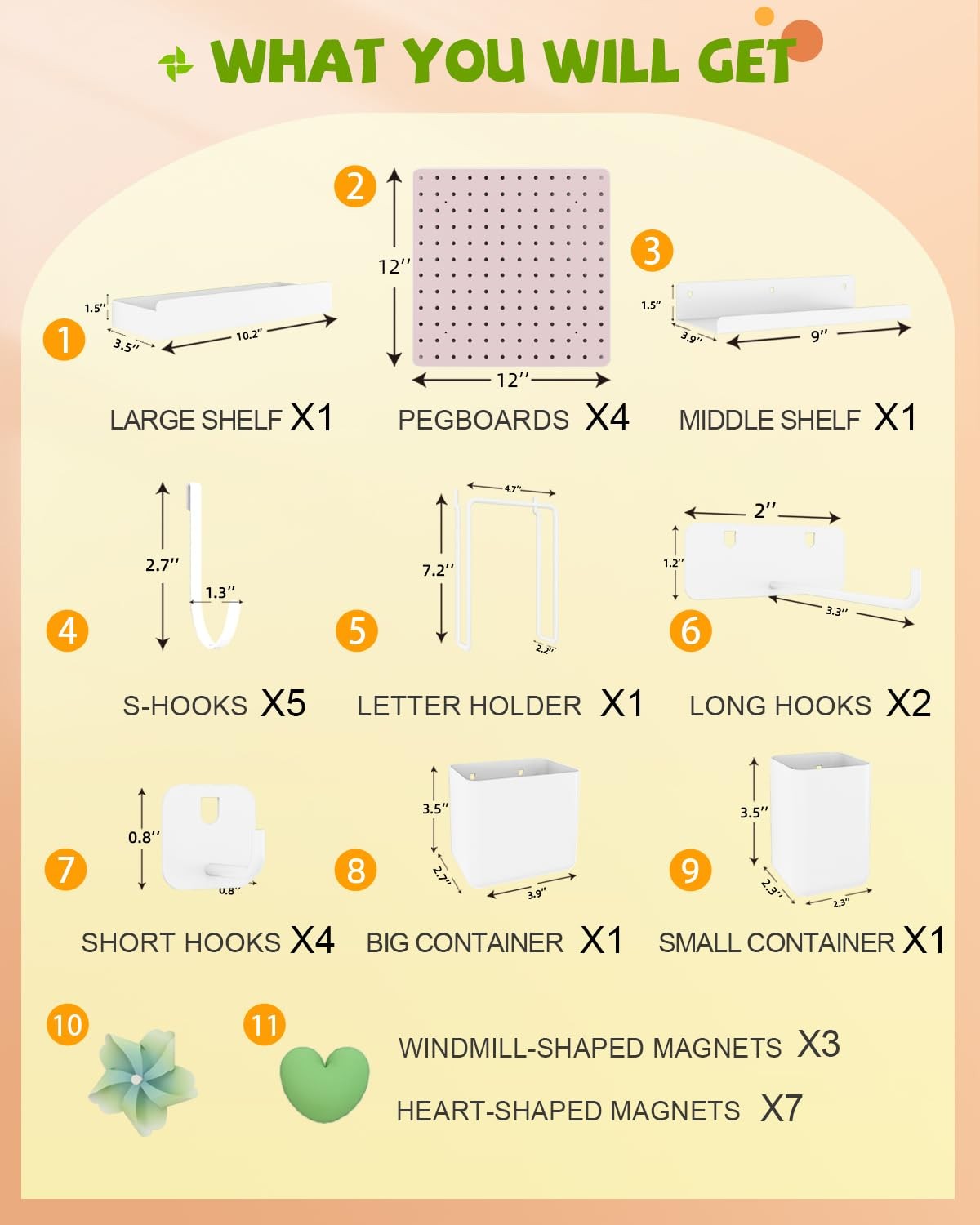 Metal Pegboard Combination Kit — 4 Carbon Steel Pegboards with 26 Accessories…