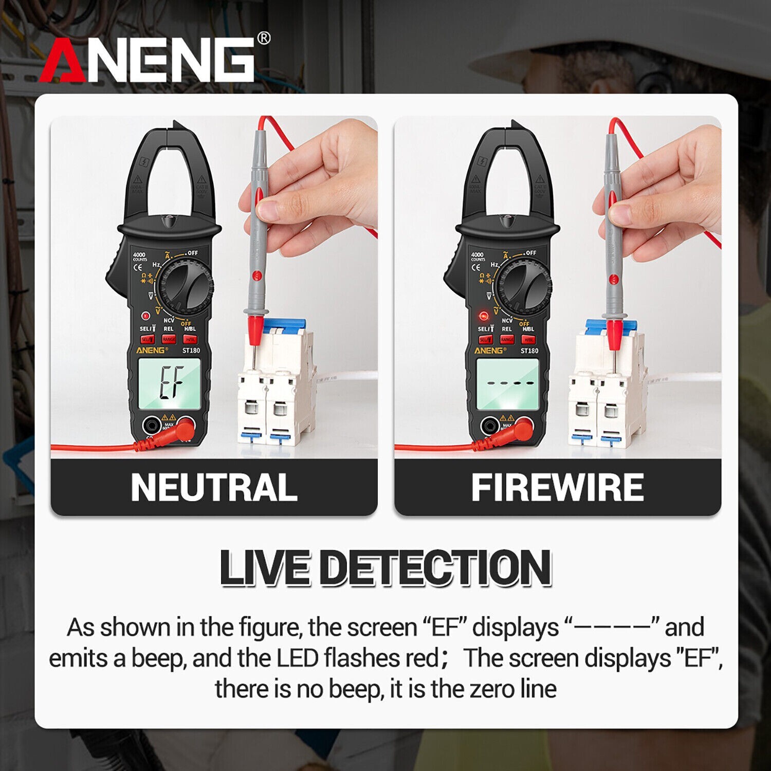 Digital Multimeter Tester AC DC Voltage RMS Amps Clamp Meter Auto Range Handheld