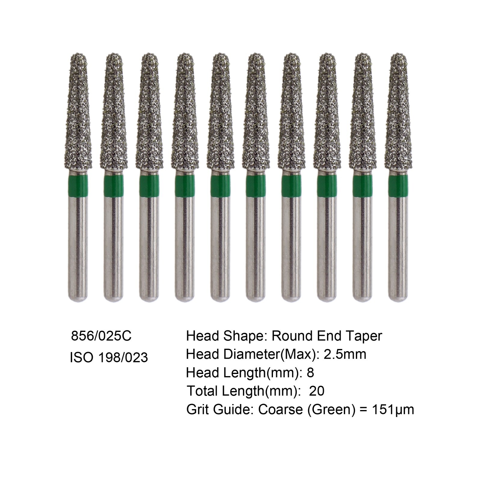 Dental Diamond Burs FG High Speed Round End Taper Egg Football Coarse Grit 368