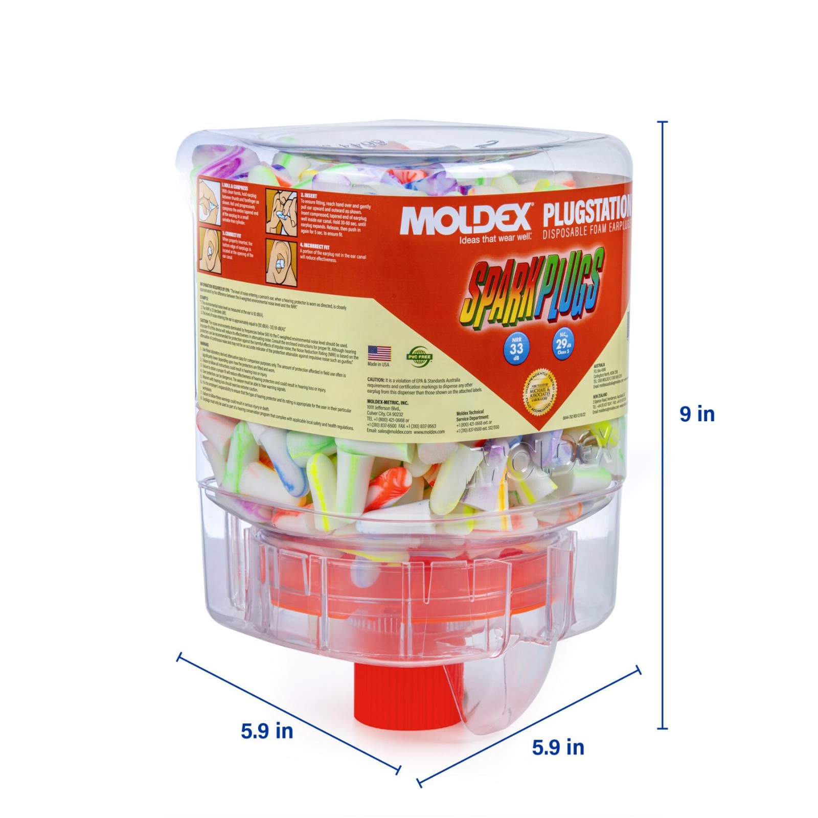 Moldex SparkPlugs PlugStation Uncorded Disposable Foam Earplug Dispenser, 6644