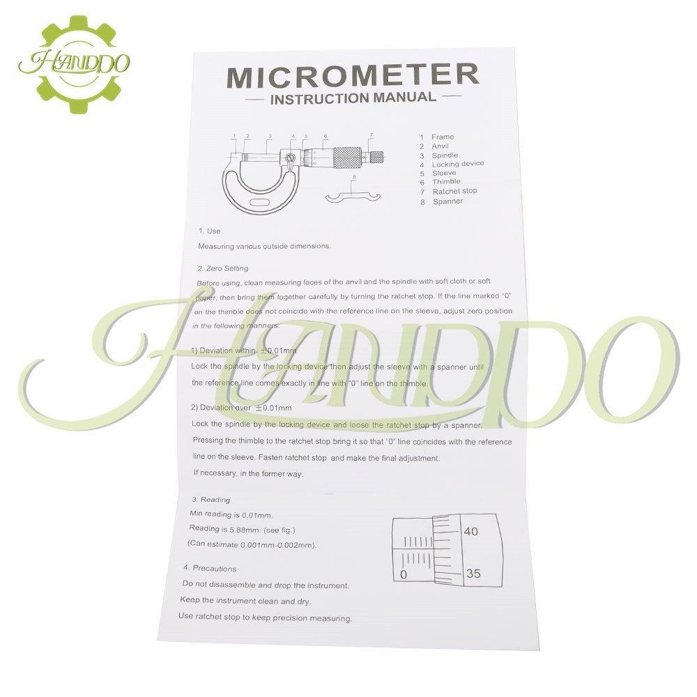 4 Pcs/Set 0-4″ Outside Micrometer Precision 0.0001″ Carbide Tipped New