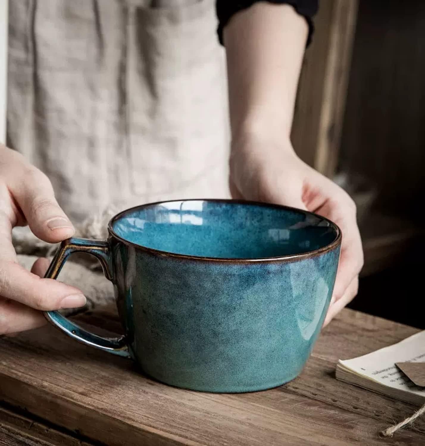 Large Soup Bowl with Handle, 700ml Coffee Mug, Cereal Breakfast Cup, Suitable