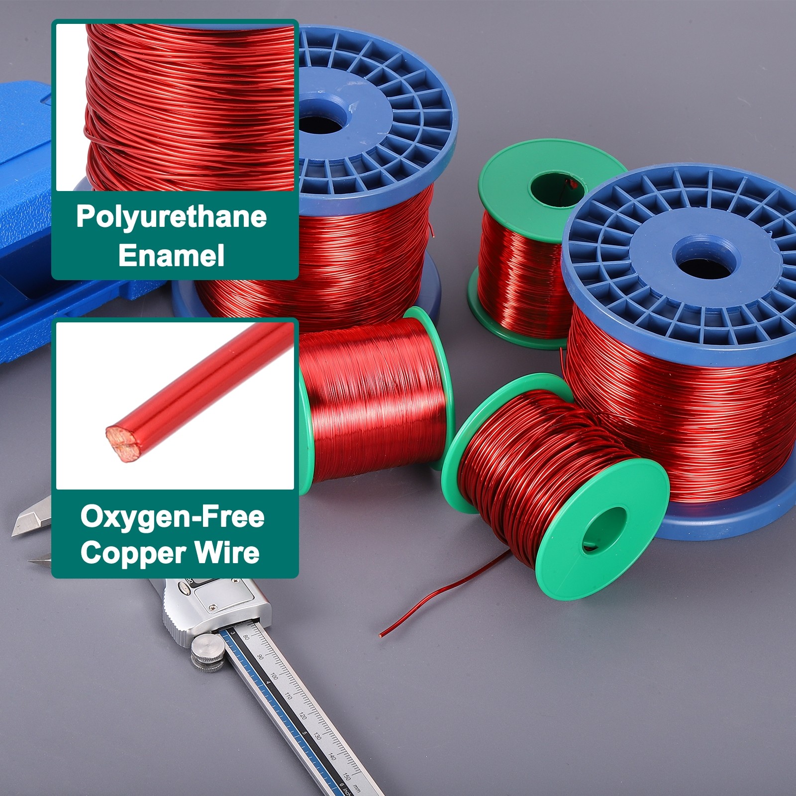 16 AWG Magnet Wire, 16 Gauge 48 oz Enameled Copper Wire, 155C(311F), Red,Blue