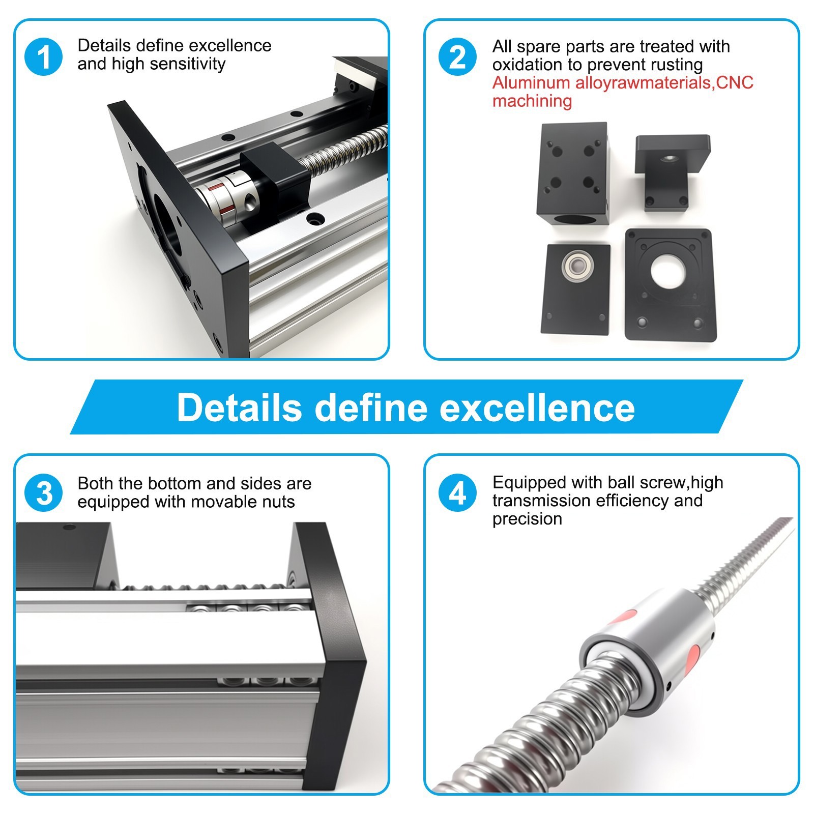 Heavy Duty Linear Electric Sliding Table High Precision Ball Screw for CNC US🔥