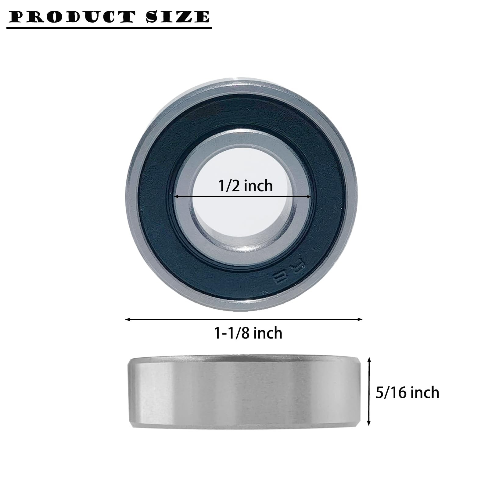 10 PCS R8-2RS 1/2 Inch Bore Double Rubber Sealed Roller Ball Bearing 1/2 X1-1/8