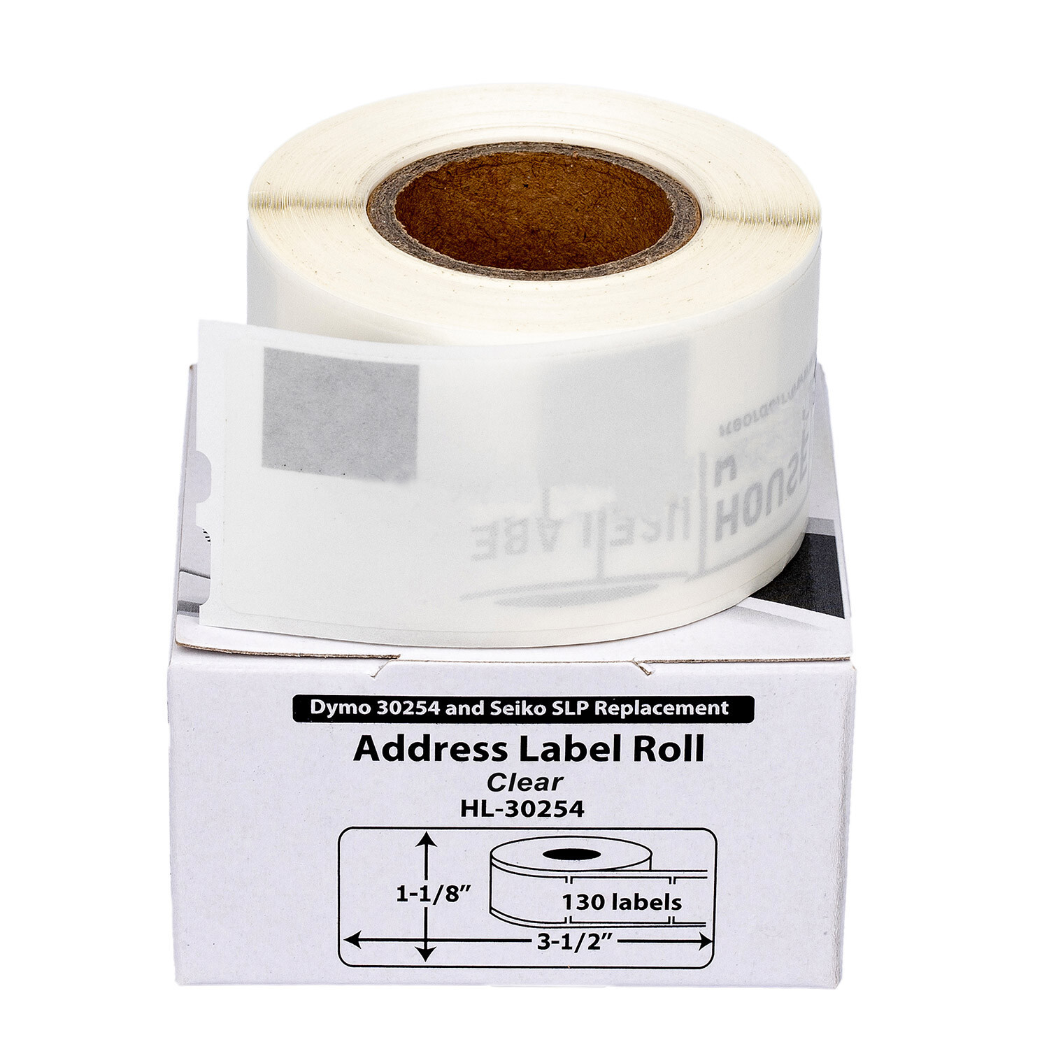 DYMO 30254 Clear Address Labels (1-1/8″ x 3-1/2″) – (5) Rolls of 130