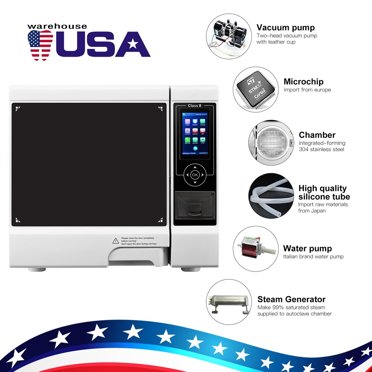Dental Unit Chair Computer Control+Stool /Autoclave Steam Sterilizer Class B 22L