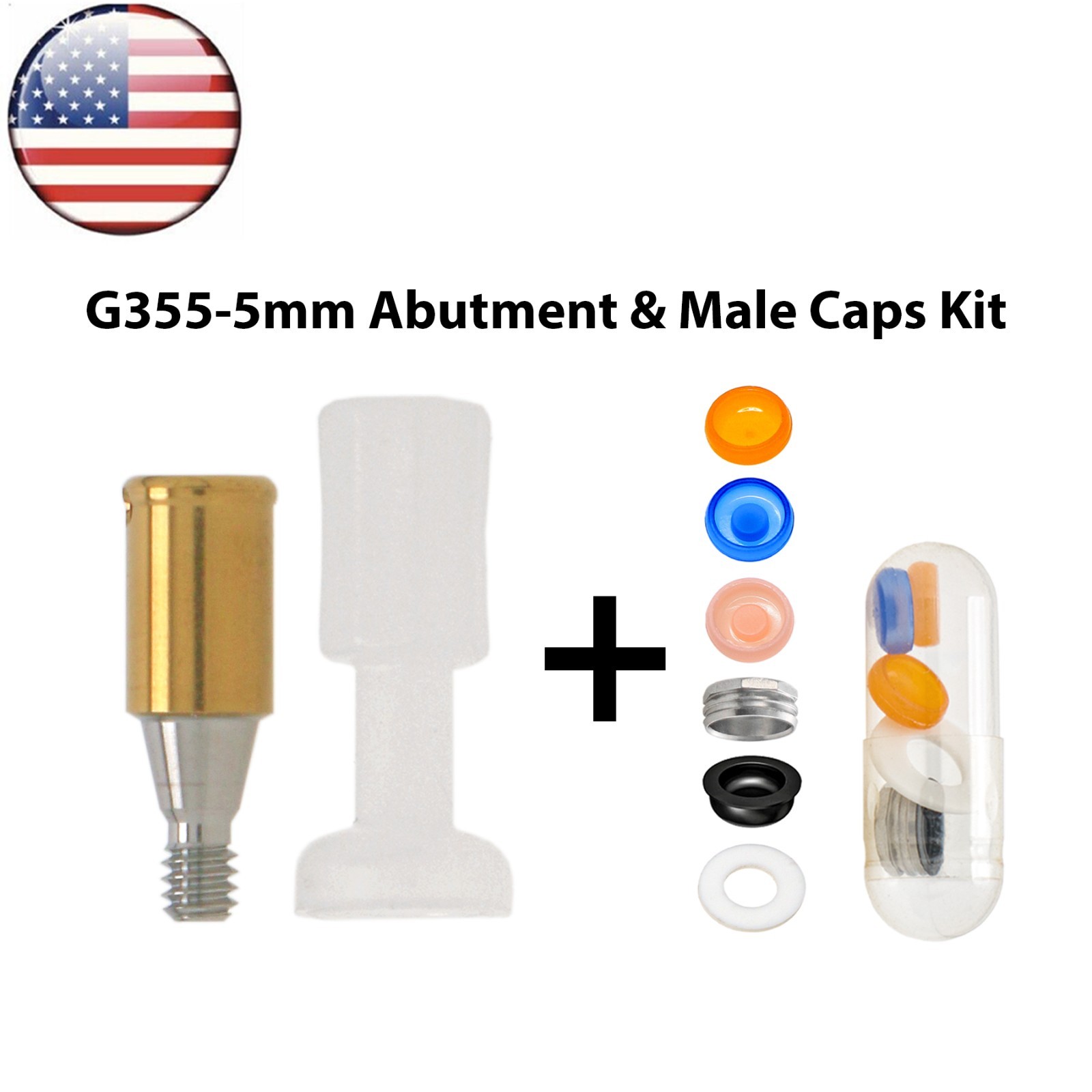 US Dental Mini Overdenture Locator Abutment & Male Caps Fits Hiossen Osstem ET