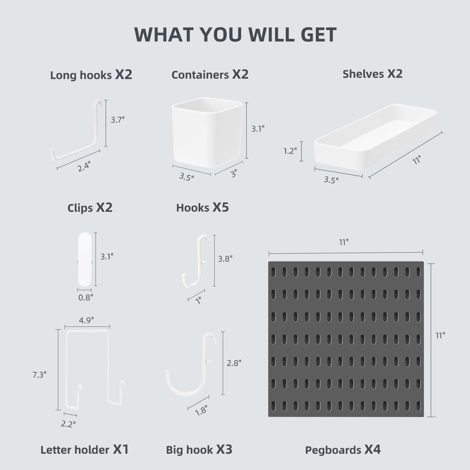 Pegboard Combination Wall Organizer Kit, 4 Pieces Pegboards and 17 Accessorie…