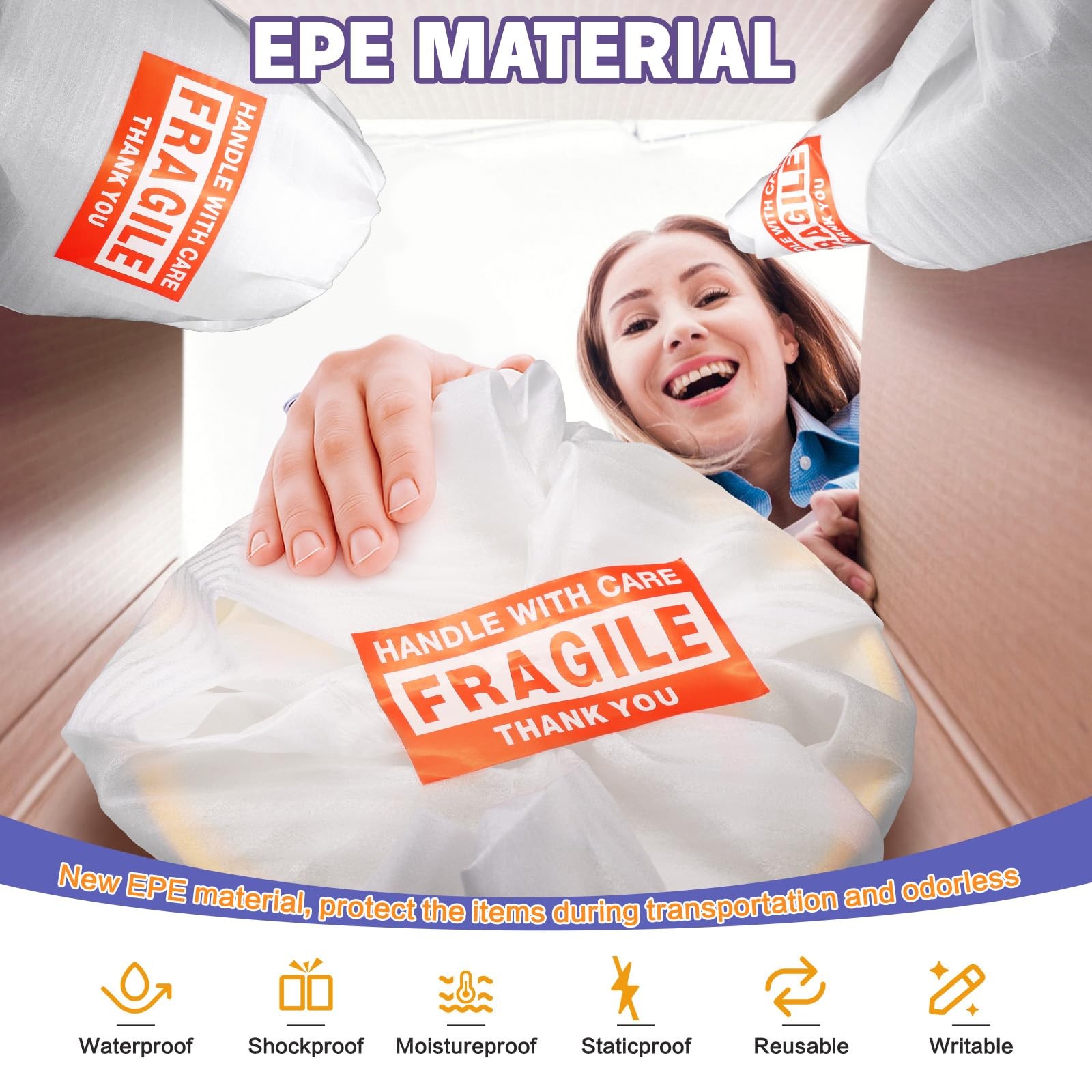 390 Pcs Moving Supplies, 270 Foam Pouches & Foam Sheets, 4 Sizes Packing Foam…
