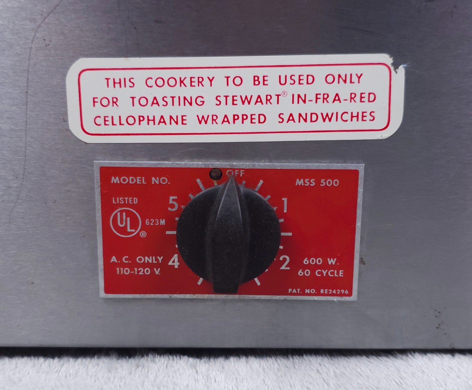 Stewart MSS500 Commercial SANDWICH WARMER NSF 1000W Infrared 110V / 120V Works