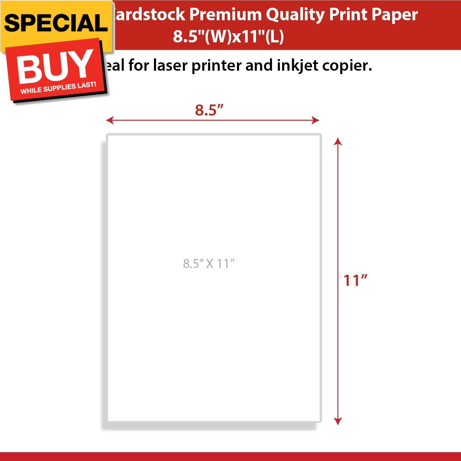 Cardstock Paper, 8.5-Inch x 11-Inch Paper Size, Matte White, 110 lbs. (250 Pack)
