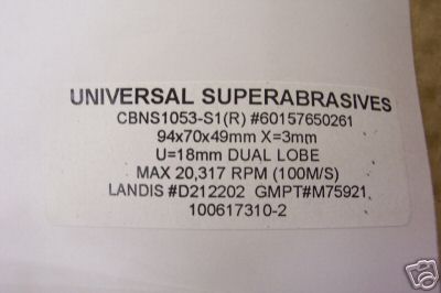 UNITED SUPERABRASIVES CBNS-1053-S1 DIAMOND WHEEL NEW CONDITION IN BOX