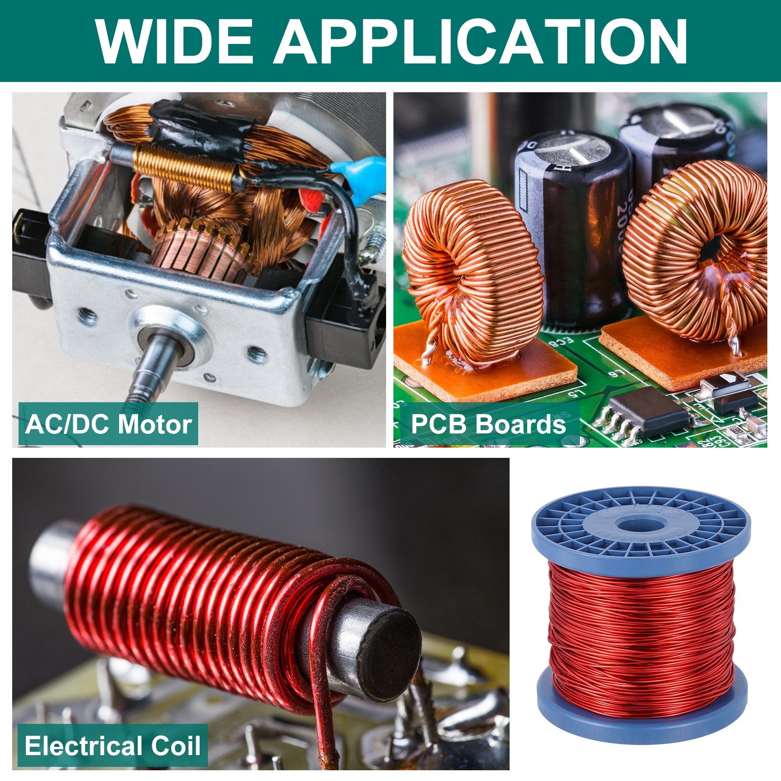 16 AWG Magnet Wire, 16 Gauge 48 oz Enameled Copper Wire, 155C(311F), Red,Blue