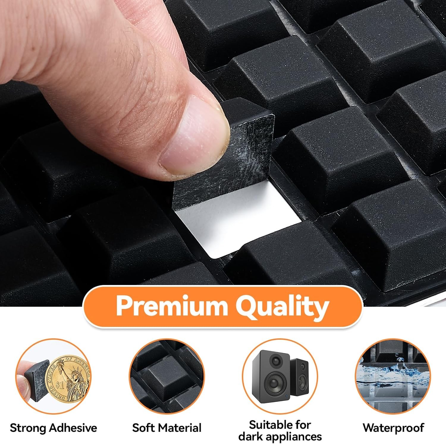 Rubber Feet for Electronics-Adhesive Rubber Feet 16PCS, Black Rubber Bumpers Sel