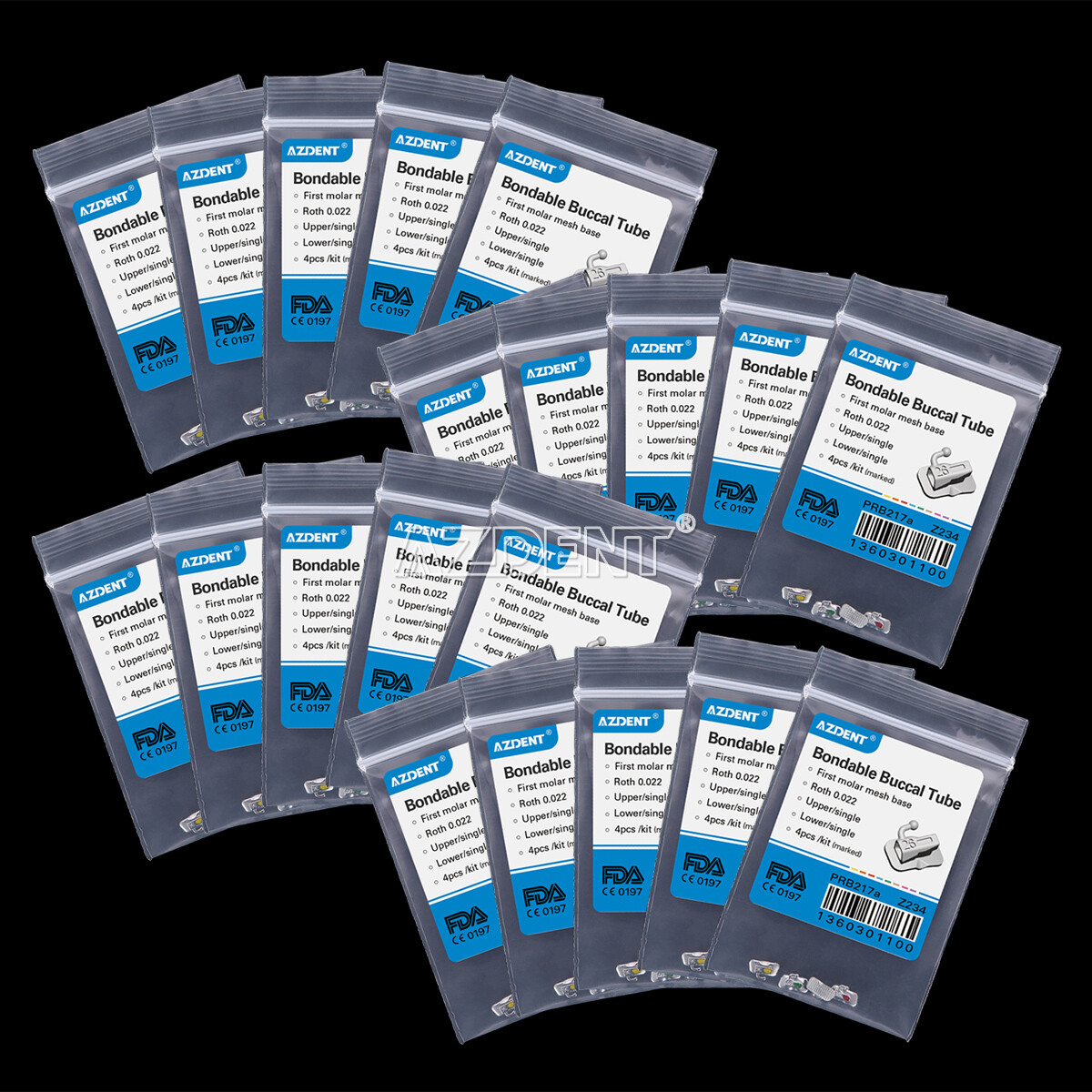 10X AZDENT Dental Ortho Buccal Tubes Bondable 1st/2nd Molar Roth/MBT 022