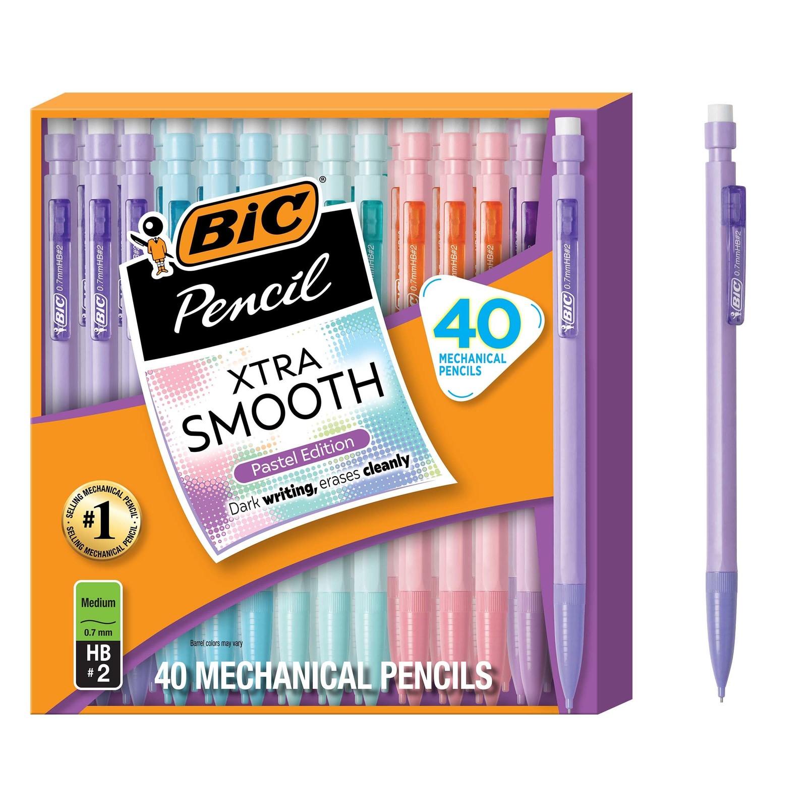 BIC Xtra-Smooth Pastel Mechanical 40 Count (Pack of 1), Edition