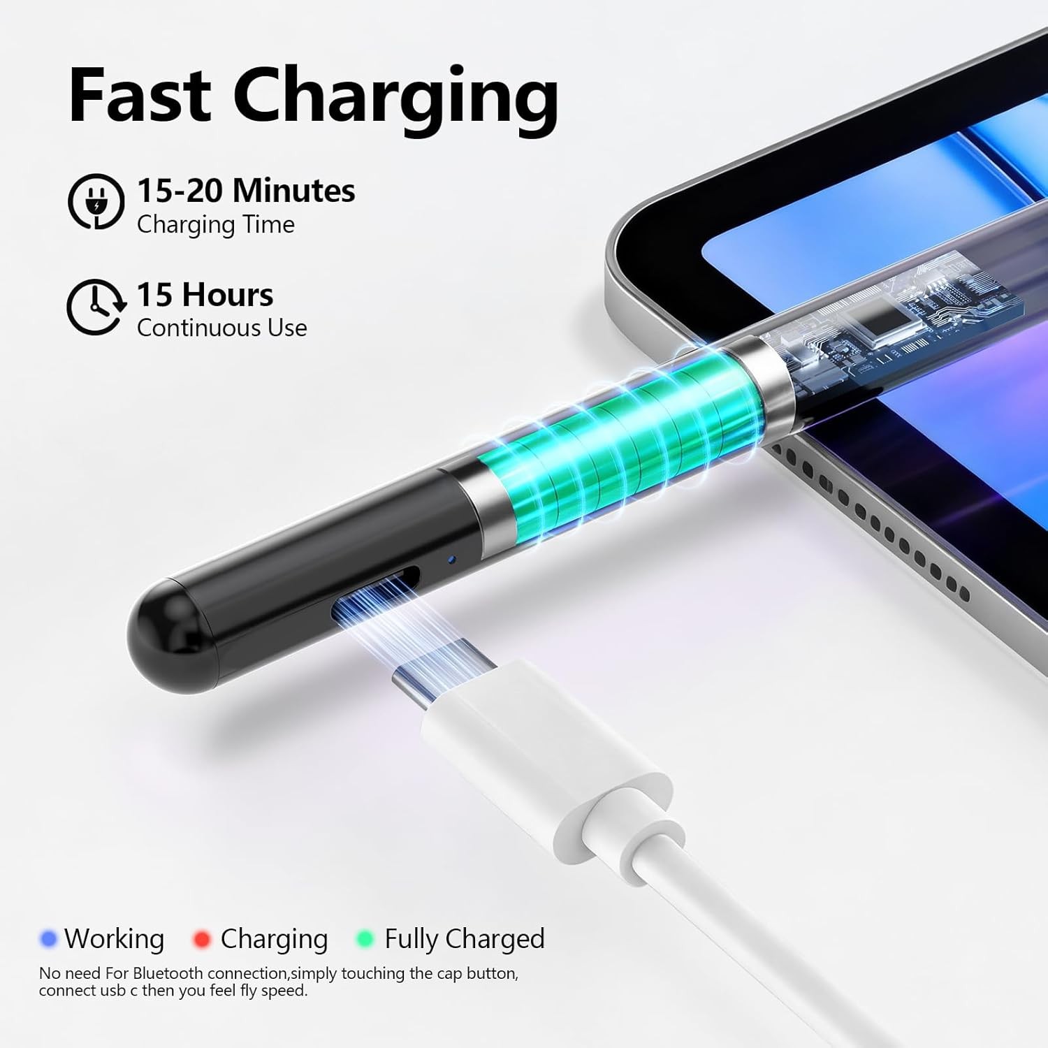 Stylus Pen for iPad 6th-11th Generation-2X Fast Charge Active Pencil Compatible