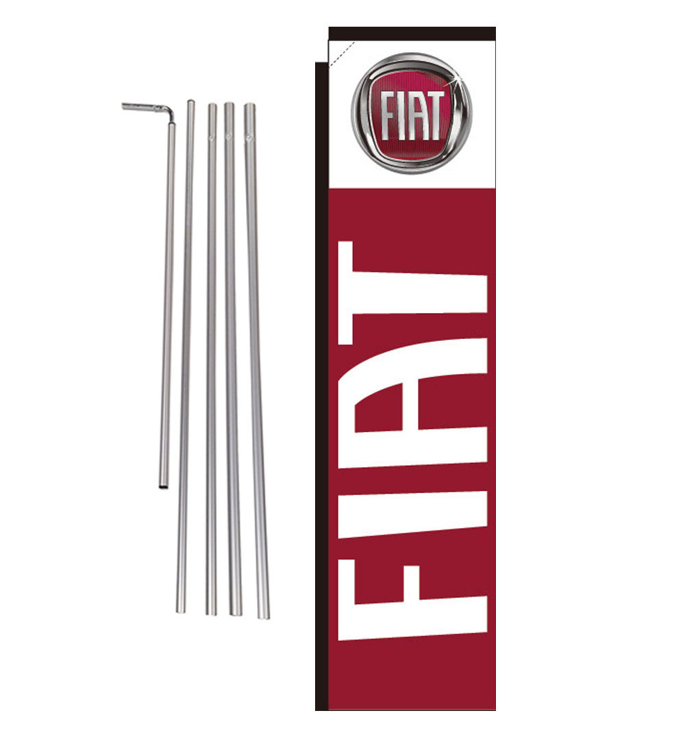 FIAT Dealership 15′ Advertising Rectangle Banner Flag Kit with pole+spike