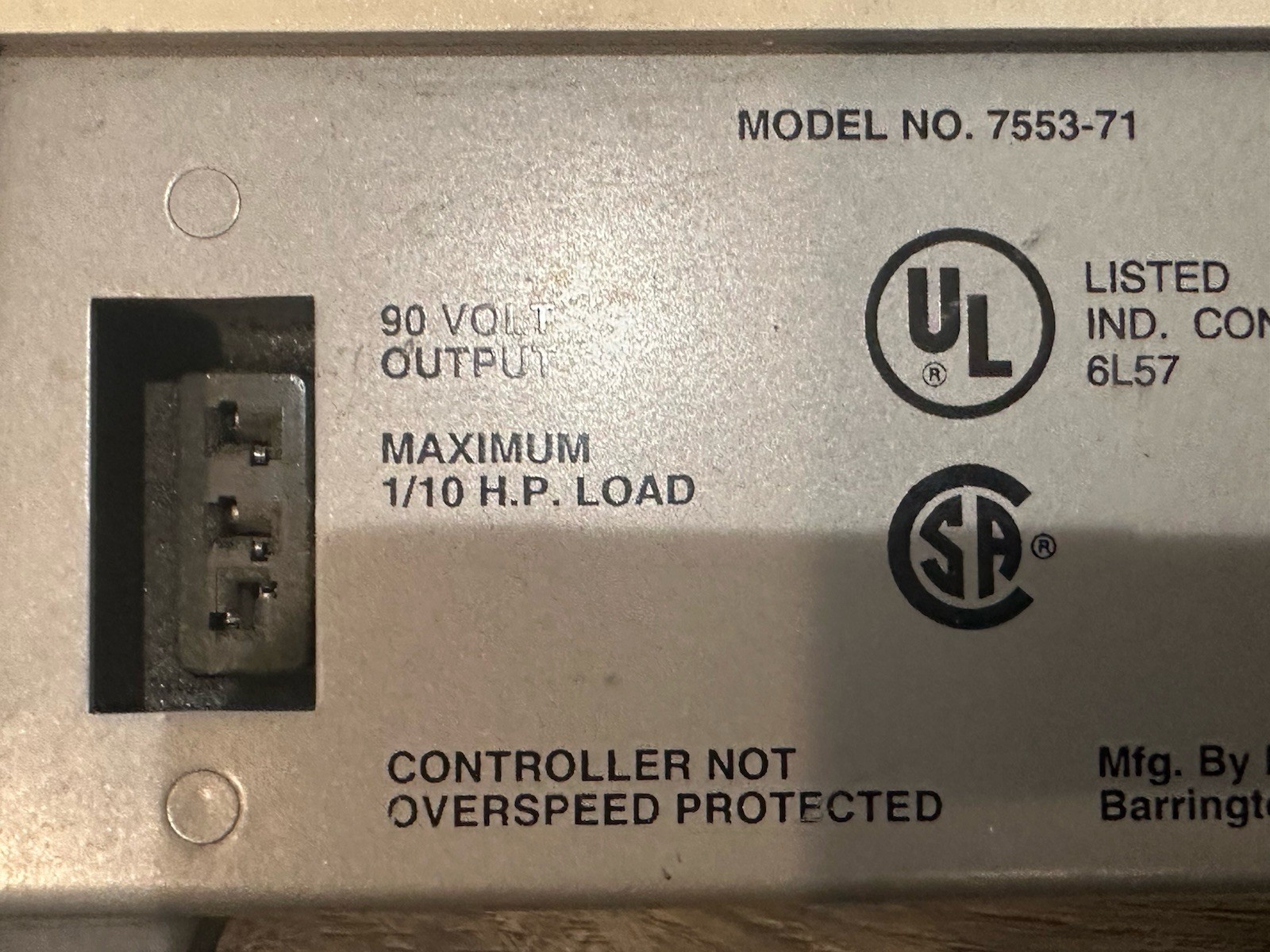 Cole Parmer 7553-71 Masterflex Peristaltic Pump Speed Controller, 1/10HP, 115VAC