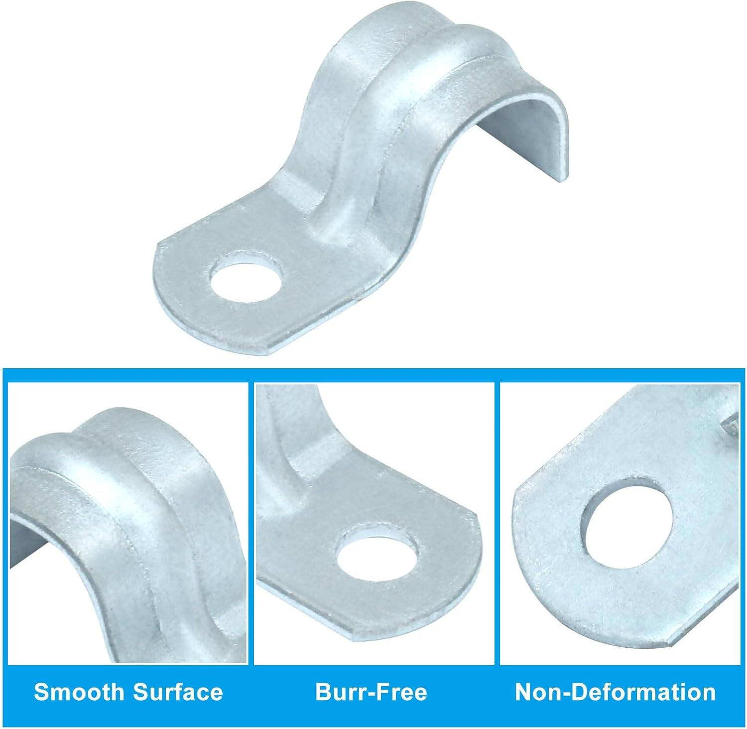 25Pcs 3/8 Inch EMT Conduit Clamp Rigid Pipe One Hole Strap Steel Support Bracket
