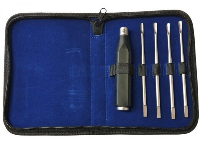 Interchangeable Teflon Mallet Head Straight and Curved Elevator Set (4mm & 5mm)